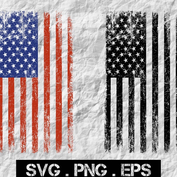 Distressed American Flag Svg | Png | Eps File, USA Flag Svg, USA Flag Silhouette, USA Flag Vintage,Grunge Flag Svg File For Digital Download