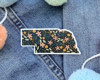 Nebraska Floral Vinyl Waterproof Sticker