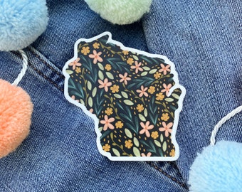 Wisconsin Floral Vinyl Waterproof Sticker