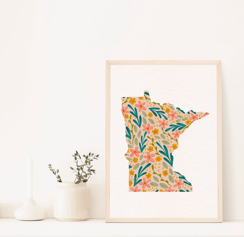 Rosa Minnesota blommigt 5x7 fysiskt konsttryck bild 1