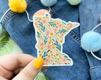 Minnesota Pink Floral Vinyl Waterproof Sticker