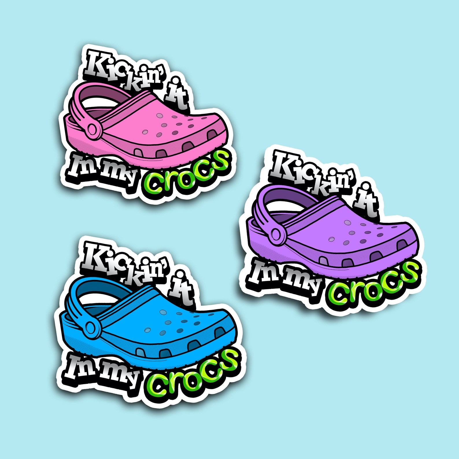 Croc Sticker 3 Pack Kickin' It In My Crocs Etsy