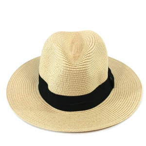 Larger (59cm)Folding Panama Hat. Straw Trilby/Fedora Style That can be Folded into its Travel Bag. Unisex, Mens and Ladies.  Beige