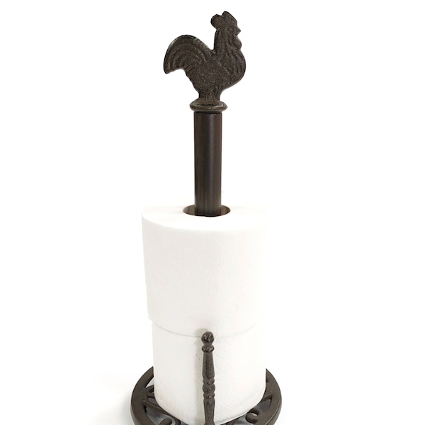 Traditional Cast Iron Toilet Roll Holder , Kitchen Towel Holder or Loo Roll Holder. Country Chic style in a chicken / cockerel design
