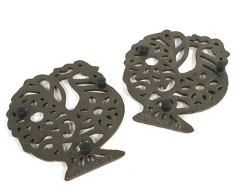 Cast Iron Trivets in  Chicken Design (Set of 2 Chickens)