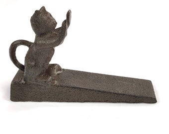 Antique style Cast Door Stop | Wedge. Rustic Cat Design