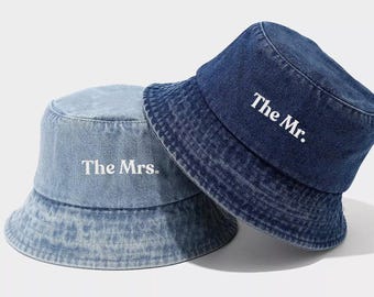 The Mrs. and Mr. Bucket Hat, Personalized Hat, Bachelorette party hats, Couple Sun hats, bridesmaid gifts bachelorette gifts bride gift 2603