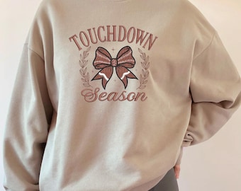 Embroidered Football Mom Sweatshirt With Kids Name On Sleeve-Game Day Fall Shirt-Gift For Football Mom-Cheer Mom Shirt-Mom Hoodie