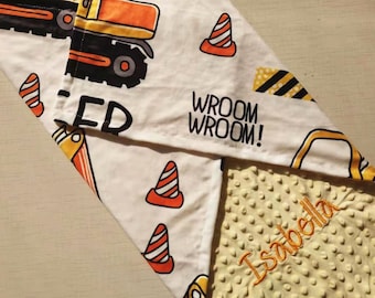 Personalized Baby Blanket Boy Tracter Baby boy blankets Minky Custom Made baby blanket baby shower blanket newborn gift monogram blanket