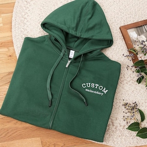 Embroidered Full Zip Hoodie: Personalized Cotton-Blend Jacket