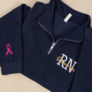 Sudadera con cremallera de un cuarto bordada personalizada: regalo para enfermeras, enfermeras registradas, UCI