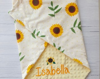 Sunflower Baby Blanket Personalized baby girl blanket floral baby blanket newborn baby blanket newborn gift custom baby blanket girl lovey