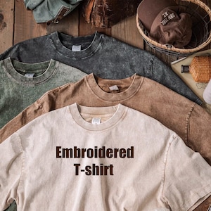 Custom T Shirt Personalized Embroidered T-Shirts Embroidered Tee Vintage Top Embroidered Tshirt Gift for Him Personalized Gifts 24030901