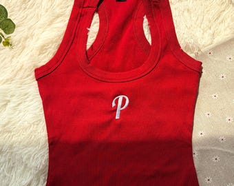 Custom Phillies embroidered tank top Personalization Phillies fitted shirt SXQ1604