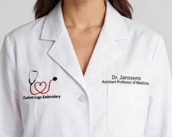 Embroidered Lab Coat, Personalized Doctor Jacket, Hospital Long Coat, Physician Jackets with Title and Name 26020601
