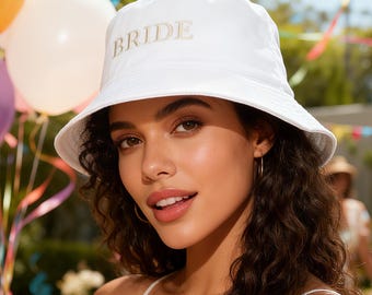 Embroidered Bride Corduroy Bucket Hat, Bridal Party Gift