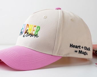 Embroidered Teacher Trucker Hat: Custom Text or Logo, Teacher Appreciation Gift, vintage Syle Two Toned Hats, Thanksgiving Gift for Teacher