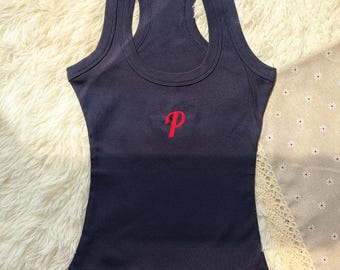 Custom Phillies embroidered tank top Personalization Phillies fitted shirt SXQ1604