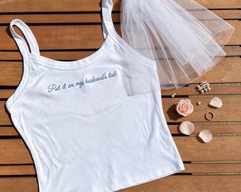 Custom Embroidered Mrs. Tank Top,Bride Tank,Bachelorette Party Outfit,Bridal Gift,Matching Bachelorette Outfit,Bridal CamisoleLM160701