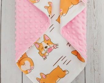 Couverture personnalisée pour chien Corgi Couverture pour chiot Couverture pour animaux de compagnie Monogramme Nom Couverture Baby Shower Cadeau Baby Girl Couverture Bébé Chien Couverture