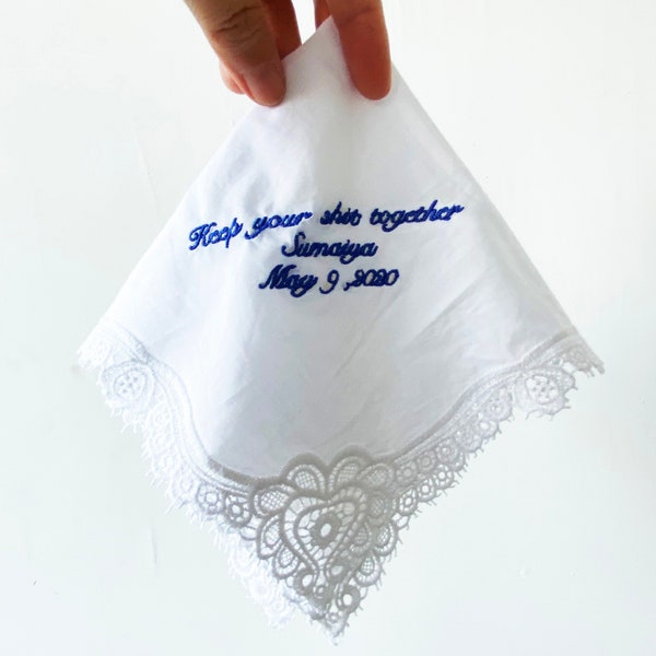 Personalized Wedding Handkerchief, Lace Handkerchief, Lace Hankie, Custom Handkerchief, Embroidered Handkerchief, Bridal Handkerchief