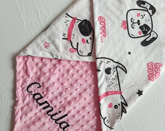 Baby dekens gepersonaliseerde hond deken geborduurd naam deken monogrammen baby deken baby douche cadeau pasgeboren cadeau huisdier deken puppy