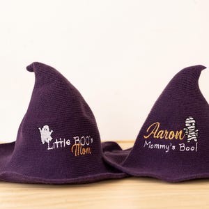 Sombrero de mago bordado - Disfraces para Halloween - Sombrero de bruja personalizado - Sombrero de noche de bruja - Sombrero de bruja de la feria del Renacimiento - Sombrero de bruja de fieltro negro - Sombrero de bruja de lana 1