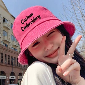 Custom Bucket Hat Embroidered Hat Custom Logo Embroidery name Bucket Hat Summer Hat Personalized Gift Vacation Travel Beach Bucket Hat
