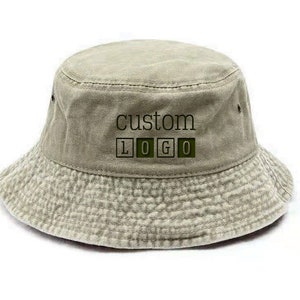 Customized Embroidered Bucket Hat Custom Text Embroidery Bucket Hat Customized Summer Hat Personalized Text Logo Design Vintage Bucket Hat
