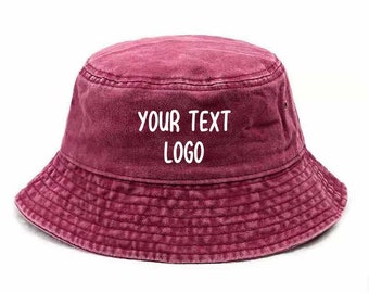 Embroidered Bucket Hat Personalized hat Custom Hat Text Logo Design Women Hat Man's hat Bucket Hat Outdoor Hat Warm Bucket Hat Wedding Hats