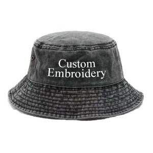 Customized Embroidered Bucket Hat Custom Text Embroidery Bucket Hat Summer Daisy Hat Personalized Gift Vacation Travel Beach Bucket Hat