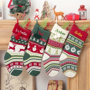 Weihnachtsstrumpf Personalisierter Weihnachtsstrumpf Strick-Weihnachtsstrumpf Benutzerdefinierter Strumpf Gestickter Strumpf Monogrammstrümpfe