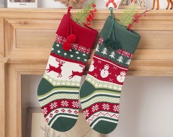 Christmas Stocking Personalized Christmas Stocking Knit Christmas Stocking Custom Stocking Embroidered Stocking Monogram Family Stockings