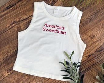 Embroidery Custom Words Crop Tank,Embroidered Personalized Vacation Top Womens Your Design, Minimalist Text Croptop,Gift for HerLM1606