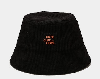 Custom Embroidery Corduroy Bucket Hat Personalized Bucket Hat Sun Hats Winter Hat Warm Hat Unisex Bucket Hats Vintage hat Gift for her