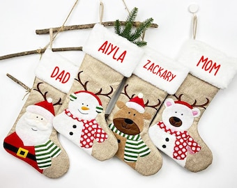 Embroidered Christmas Stocking Christmas Stockings with Custom Name Christmas Gift Monogram Family Stockings personalised stocking