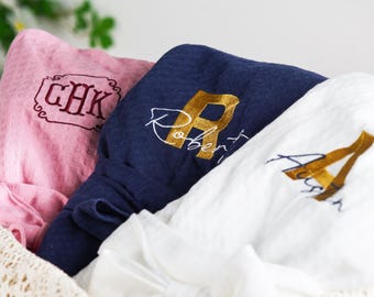 Personalized Waffle Robe: Custom Embroidered Bath Robe, Spa Gift