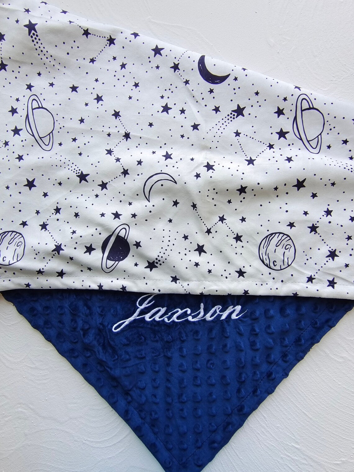 Personalized Baby Boy Blanket Space Baby Blanket Monogram Name Etsy