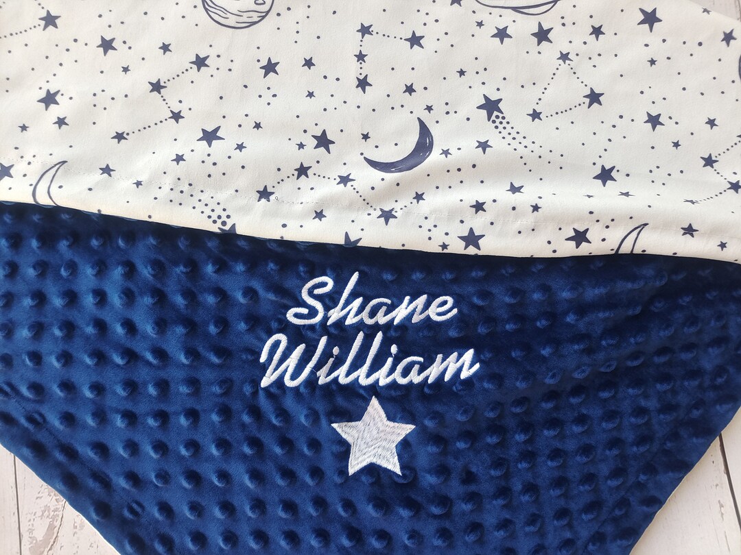 Personalized Baby Boy Blanket Space Baby Blanket Monogram Name Blanket