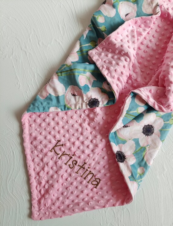 Baby Blanket Personalized Girl Floral Blanket Baby Girl Etsy
