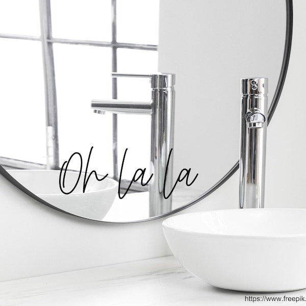 Spruch Aufkleber für Spiegel Wand Badezimmer "Oh la la" 09 - verschiedene Größen und Farben