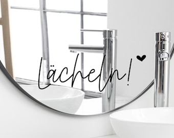 Spruch Aufkleber für Spiegel Wand Badezimmer "Lächeln" 76 - verschiedene Größen und Farben