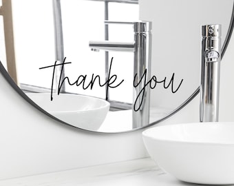 Spruch Aufkleber für Spiegel Wand Badezimmer "thank you" 51 - verschiedene Größen und Farben