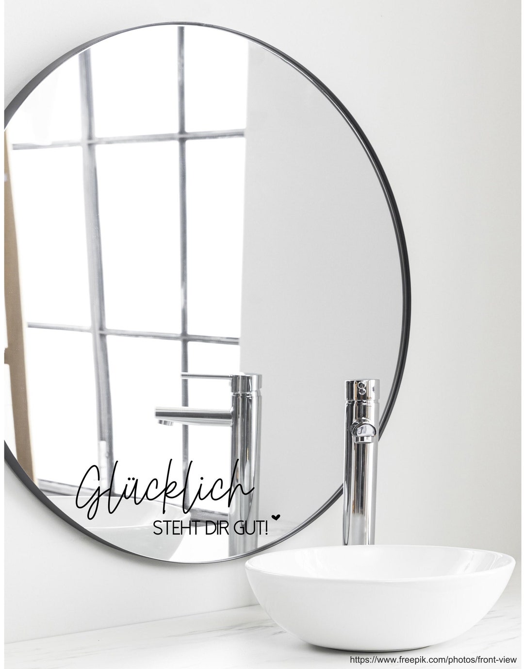 Spruch Aufkleber für Spiegel Wand Badezimmer Glücklich steht dir gut 06