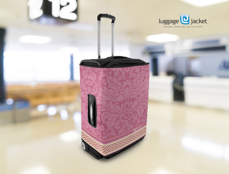 Pink Flowers Luggage Jacket Cover, Luggage Cover, Luggage Protector
