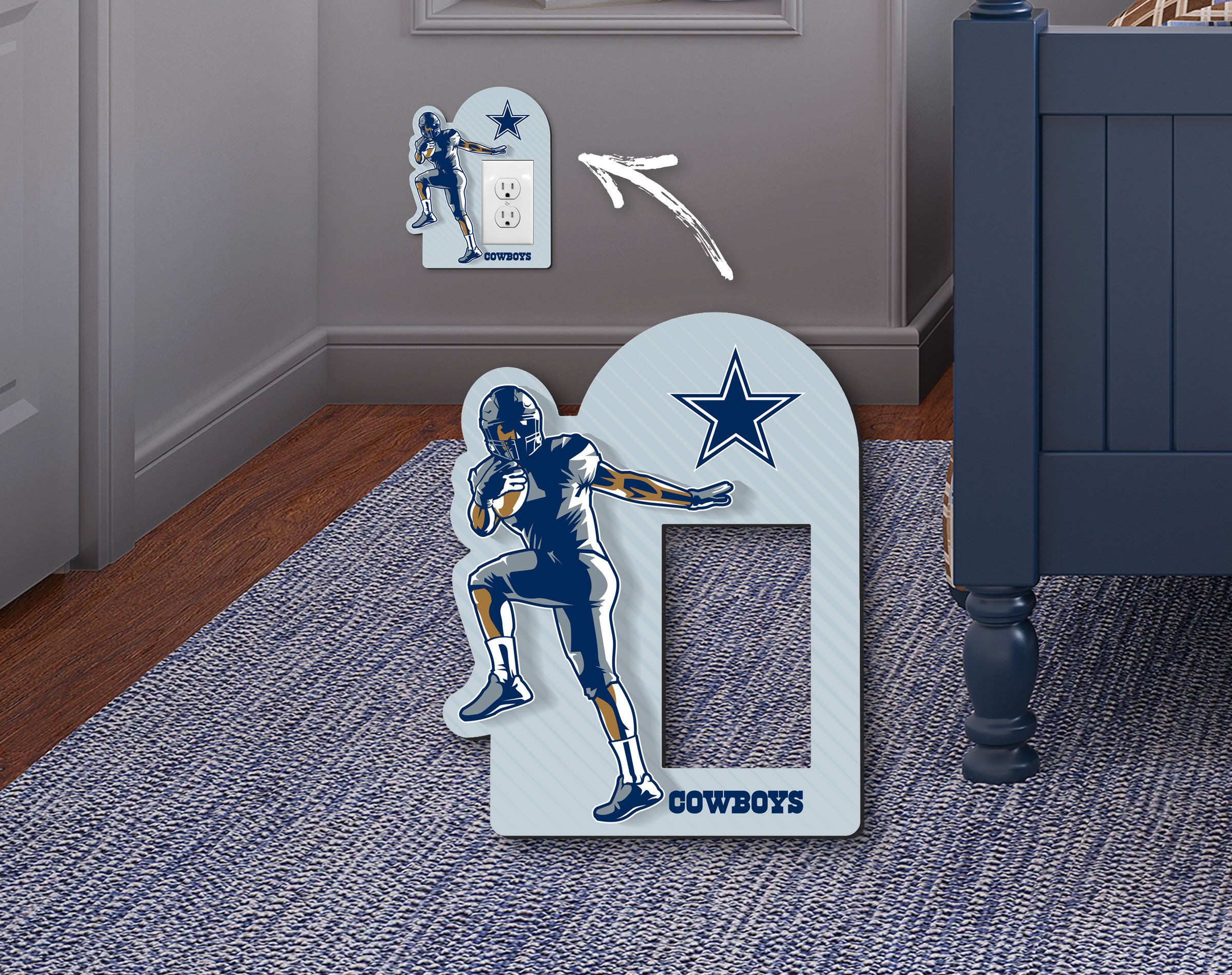 DALLAS COWBOYS FOOTBALL TEAM TRIPLE LIGHT SWITCH WALL PLATES GAME ROOM ART  DECOR