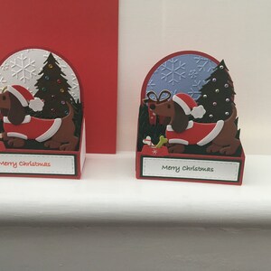 Carte pop-up teckel de Noël fait main