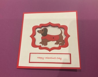Tarjeta con panel desplegable de Dachshund para San Valentín, amor y cumpleaños hecha a mano