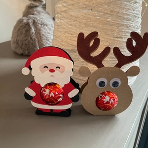 6 x Porta cioccolatini Lindt 3 x Renna e 3 x Babbo Natale