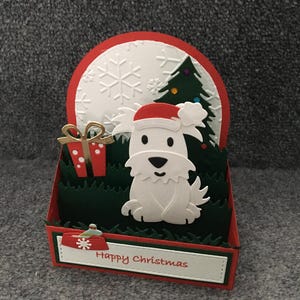 Carte de Noël pop-up faite main West Highland terrier